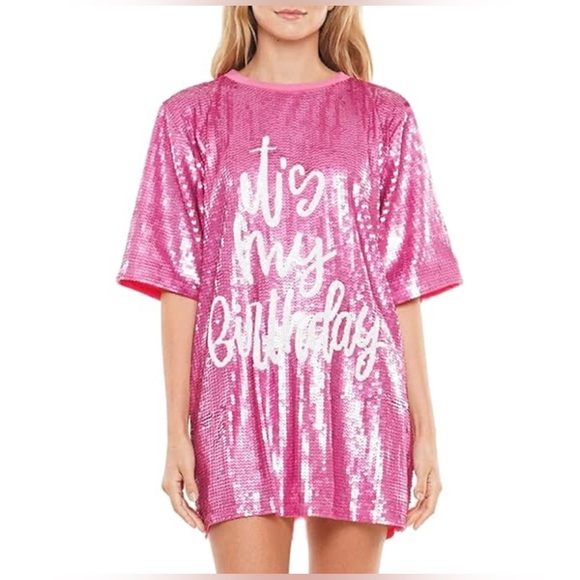 NWOT “IT’S MY BIRTHDAY” SEQUINS DRESS ONE SIZE - Picture 4 of 6